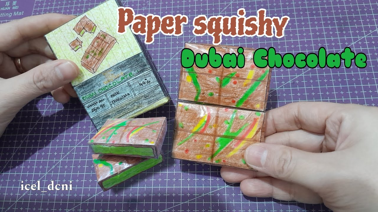How to make paper diy mini Dubai chocolate squishy