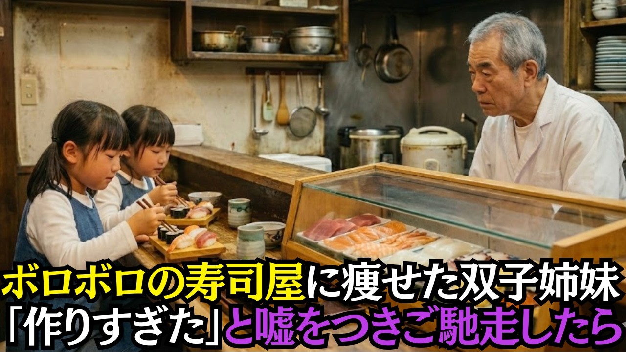 ボロボロの寿司屋の前にやせ細った双子の姉妹。寿司屋の店主「どうした？」「雨宿りさせて」→数カ月後、里親になって双子を育てると…