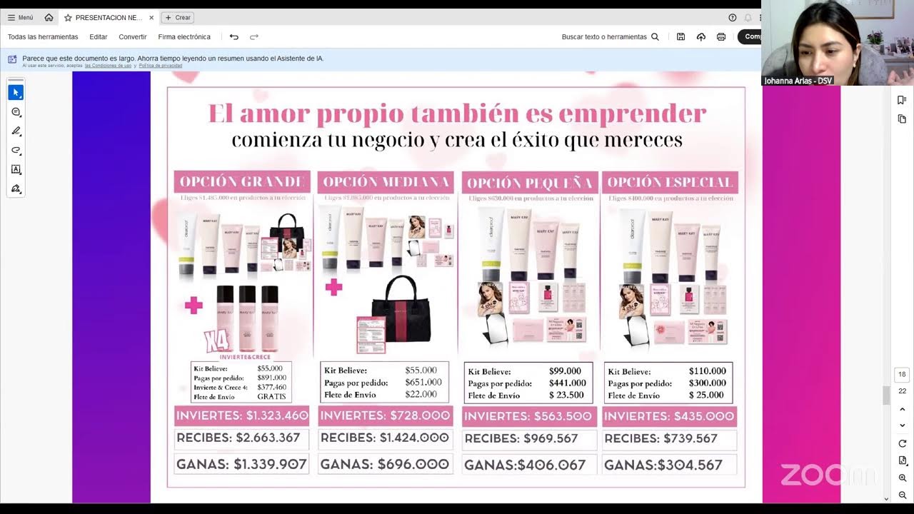 PRESENTACION DE NEGOCIO MARY KAY POR JOHANNA ARIAS