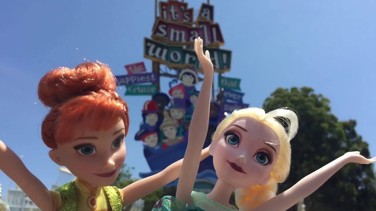 Elsa and Anna go to Disneyland and ride It's a small world! Disney 60th MAMA NEEDS A BREAK!