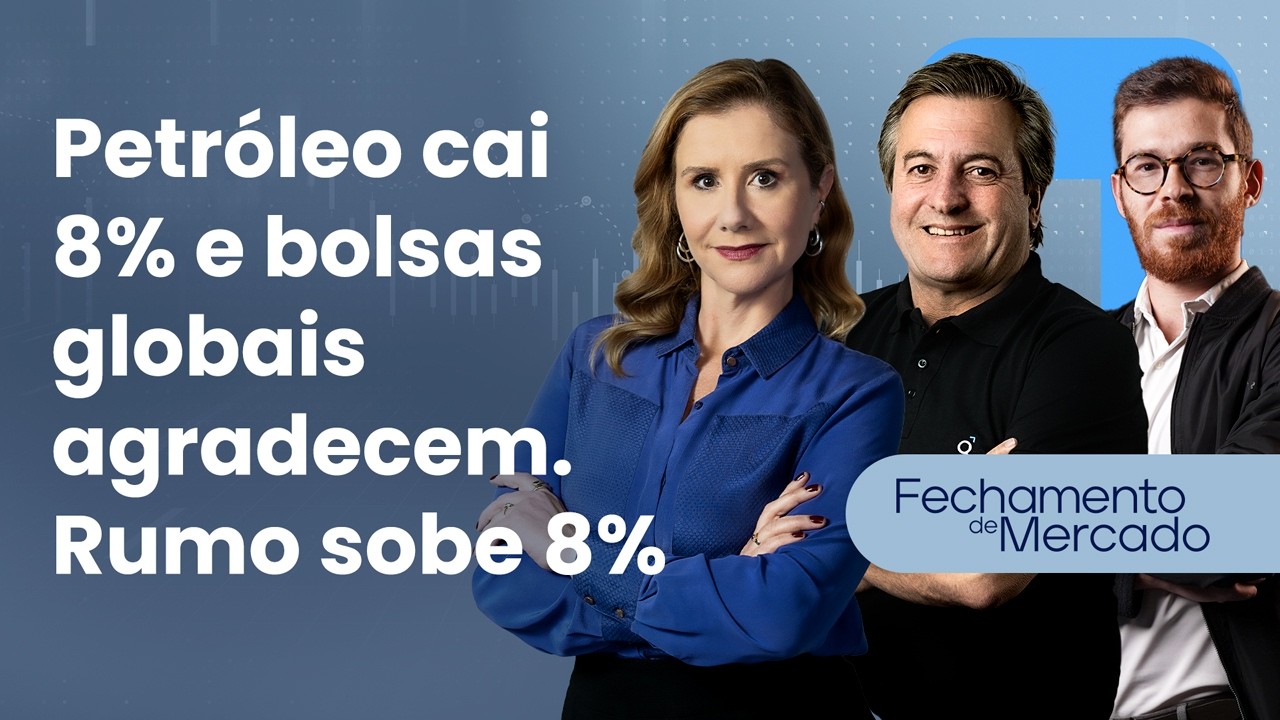 🔴 10/03/26 Petróleo cai 8% e bolsas globais agradecem | Rumo sobe 8% | Fechamento de mercado