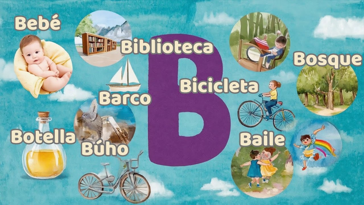 &iexcl;Aprende la Letra B! | 8 Palabras con B en una Canci&oacute;n Divertida para Ni&ntilde;os
