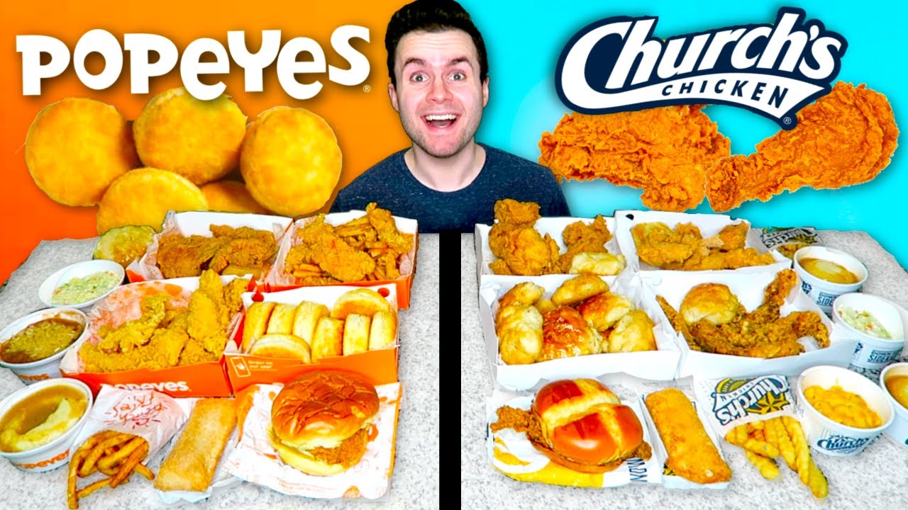 Popeyes VS. Church's Chicken! - MENU TASTE TEST!
