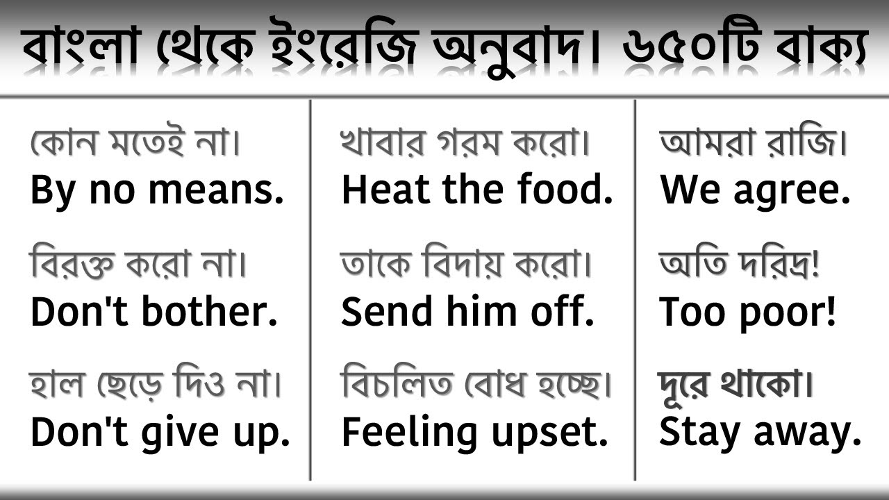 650 Daily use English sentences || Bangla to english translation | Speaking english | Spoken english