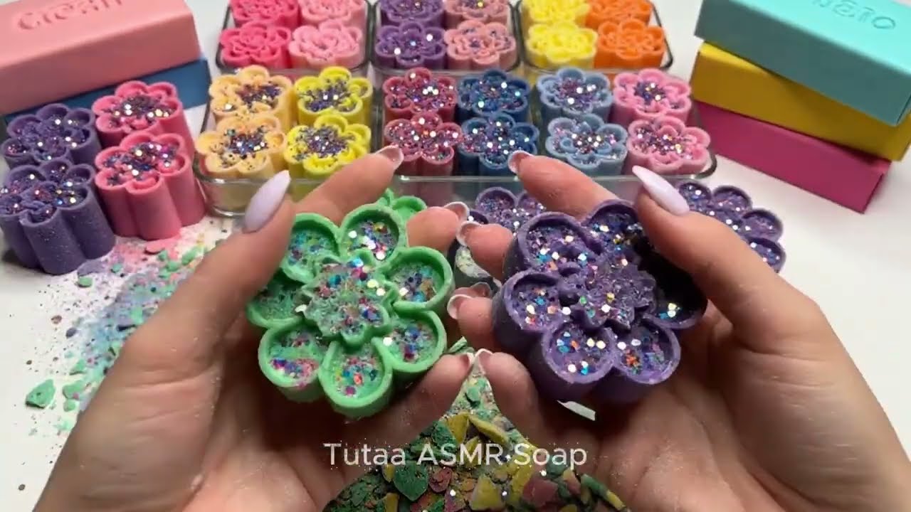 🫧 Foam & Glitter | 📦 Soap Boxes | ✋ Hand-Crushed Soap Stripes | 🧱 Clay Cracking