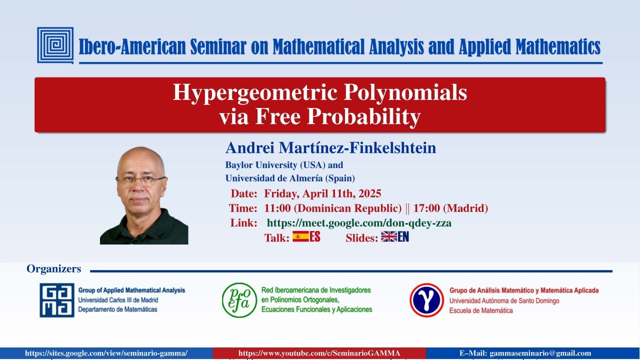 Hypergeometric polynomials via free probability, Andrei Martínez-Finkelshtein