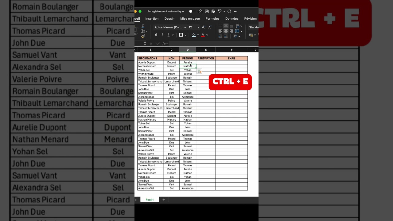 CTRL + E : le raccourci Excel qui fait le travail &agrave; ta place
