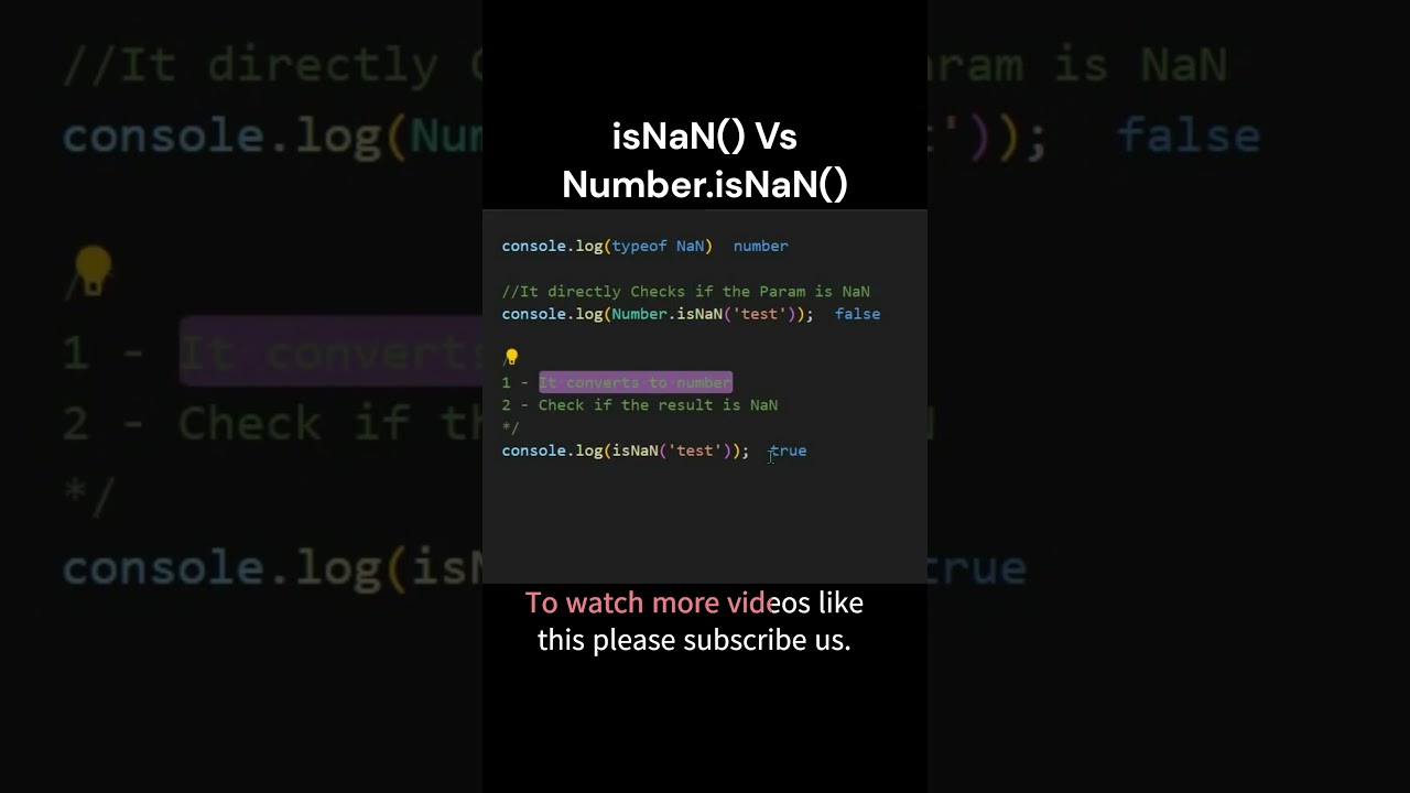 What is the difference between Number isNaN and isNaN in JS #shorts #javascript