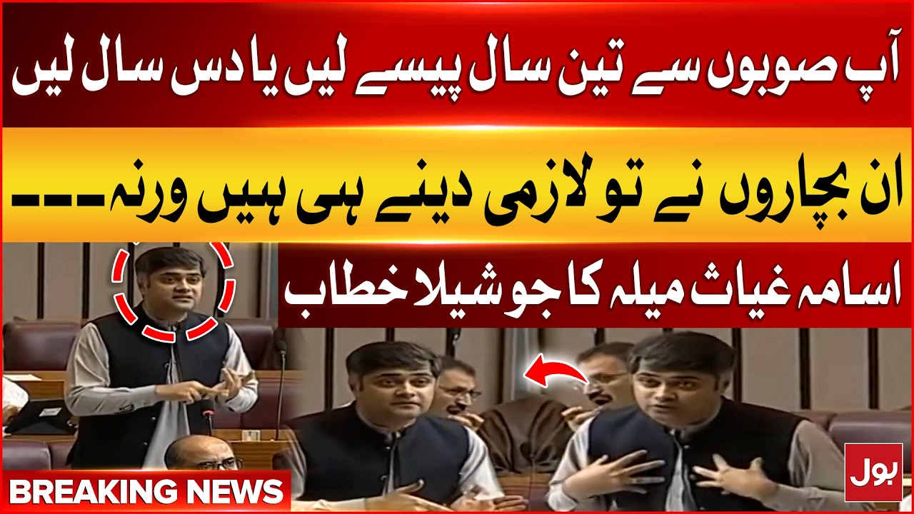 Usama Ahmed Mela&rsquo;s Speech in Assembly | Strong Criticism on Budget |  Breaking News | BOL News