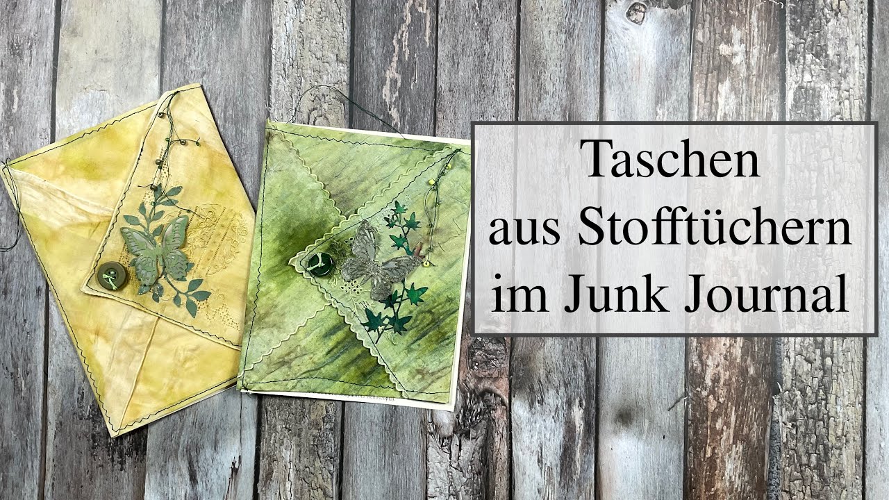 Stofftaschentücher im Junk Journal - Große Taschen