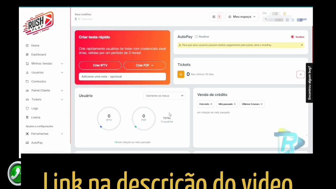 Novo painel de revenda Rush Play  RPlay  p2p impecavels
