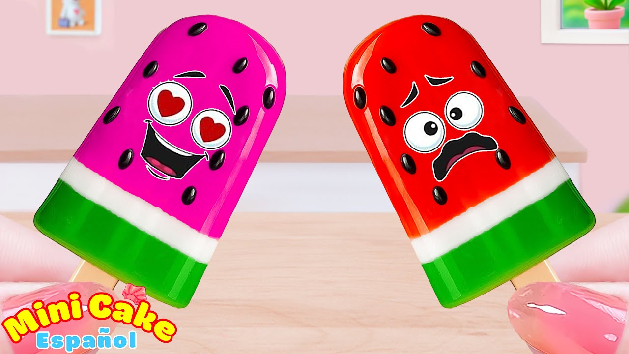 Paleta de sandía deliciosa 🍉 Sabroso helado de chocolate arcoíris en miniatura 🍉 Mini Cakes Español