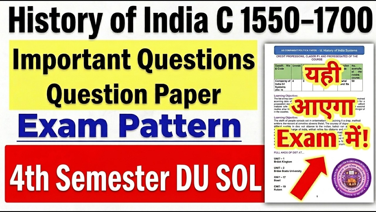History of India C 1550-1700 4th Semester History Important Questions and Question Paper DU SOL