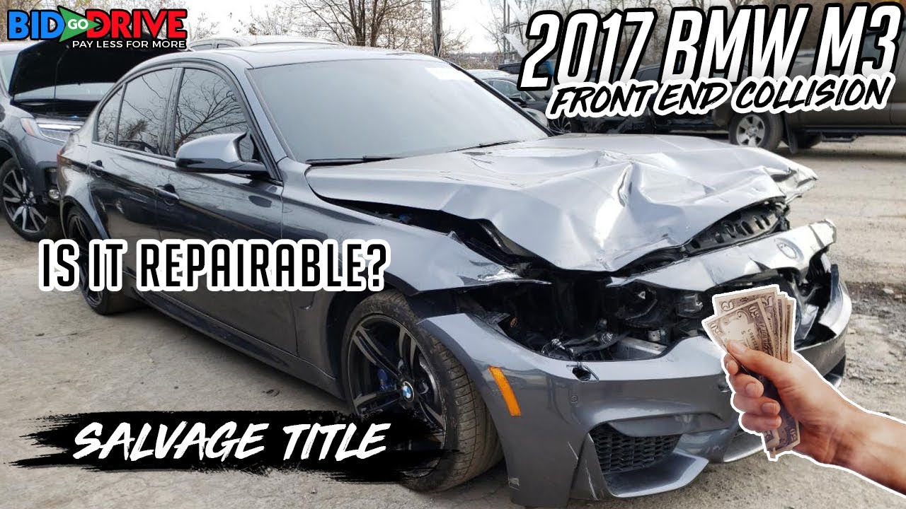 2017 BMW M3 with repairable front end collision damage. | BidGoDrive