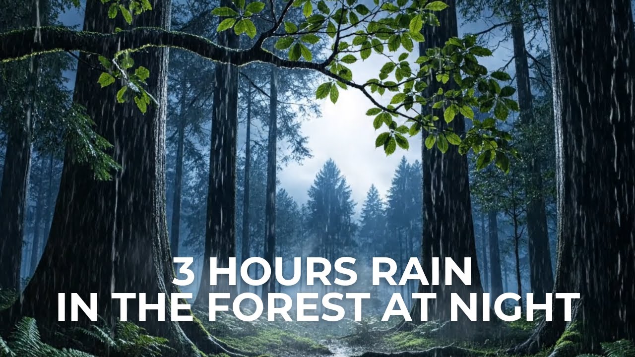 3 HOURS ASMR NIGHT RAIN - THUNDER & RAINDROPS IN THE MISTY FOREST - RELAXATION AND DEEP SLEEP