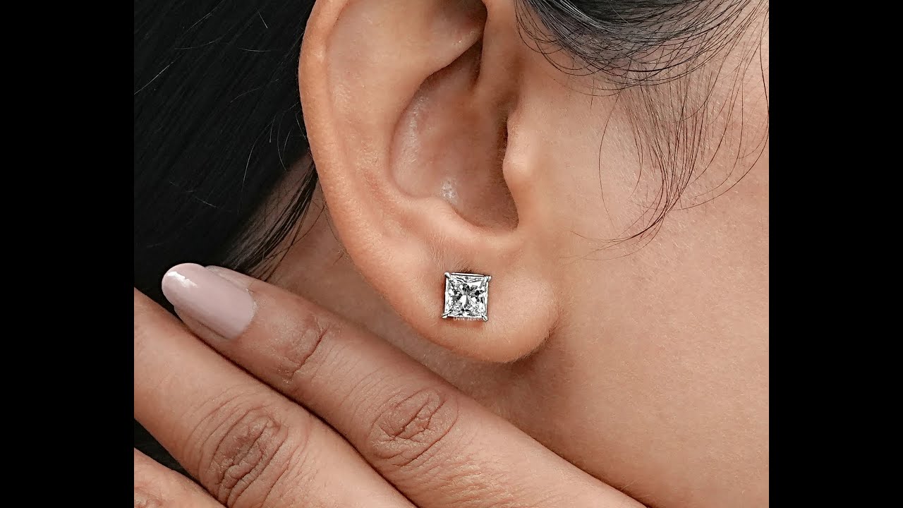 Princess Lab Grown Diamond Stud Earring @Dvik-Jewels