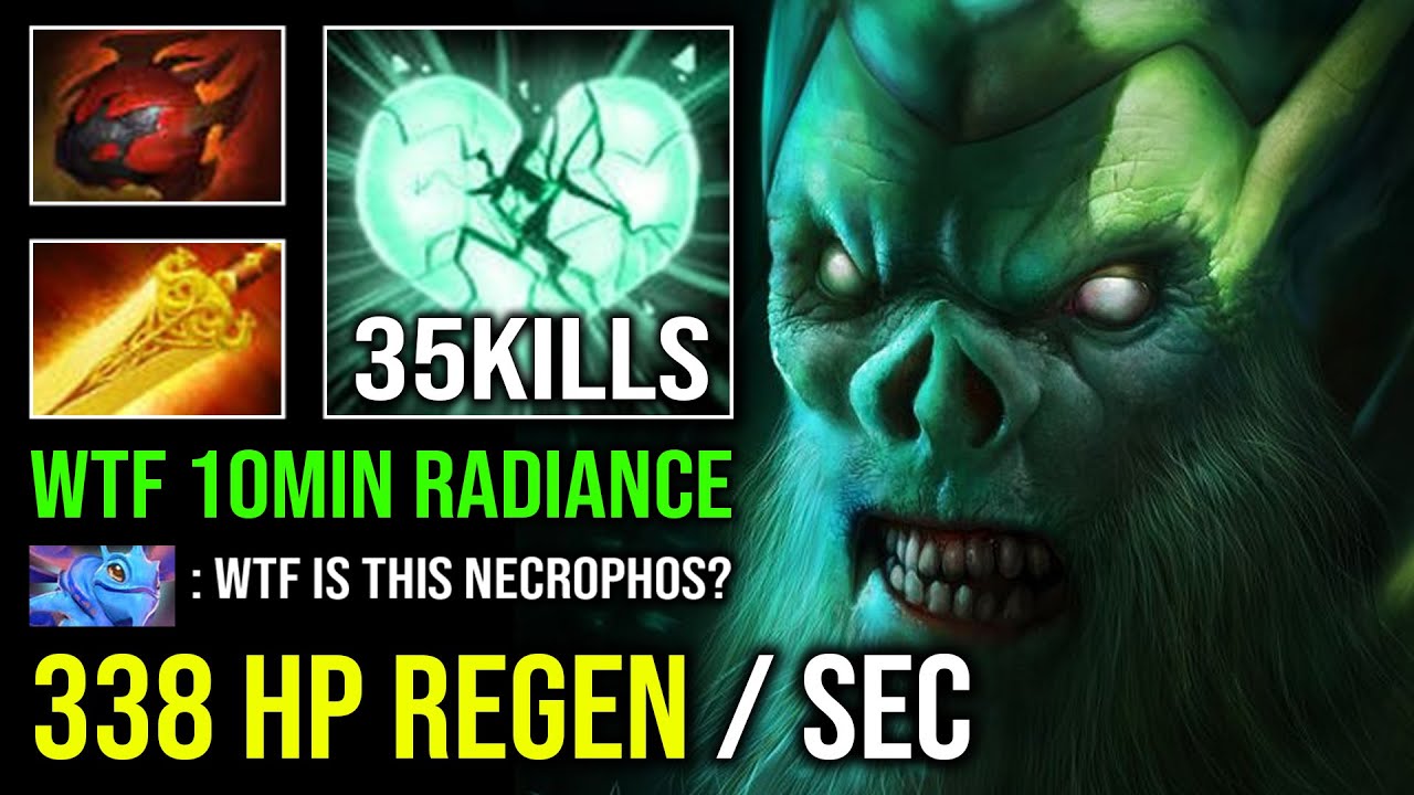 WTF 338 HP REGEN / SEC Unkillable 10Min Radiance Raid Boss Necrophos 1v5 Run At Them Dota 2