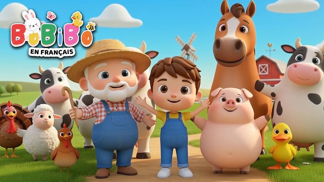 Old MacDonald Avait une Ferme 🐷🐤🐴🐑🐮 | Comptine Animaux | BoBiBo en Français