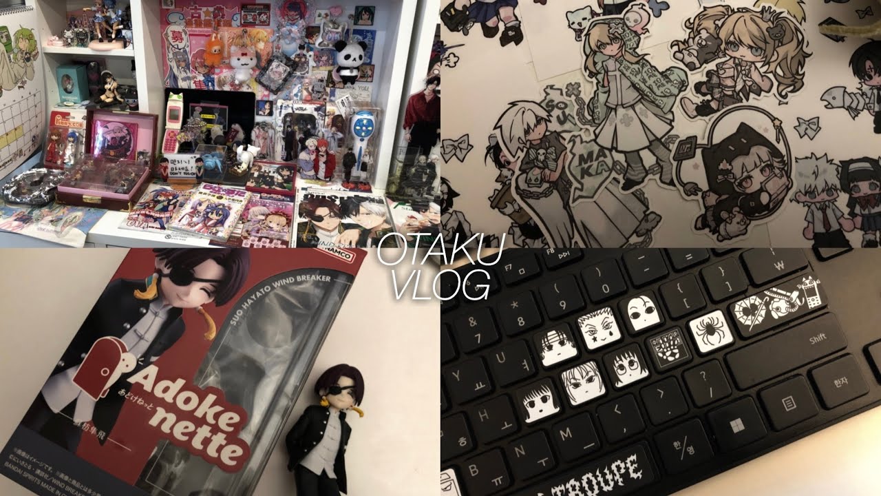 오타쿠 브이로그 ✦ 연휴의 오타쿠는 • 택배까고 굿즈샵가고 • 소울이터 • 단간론파 • 헌터x헌터 • 윈브레 • 본부대로 • 통판깡 • 푸딩만들기 • 다꾸 • 피규어깡 • 키꾸