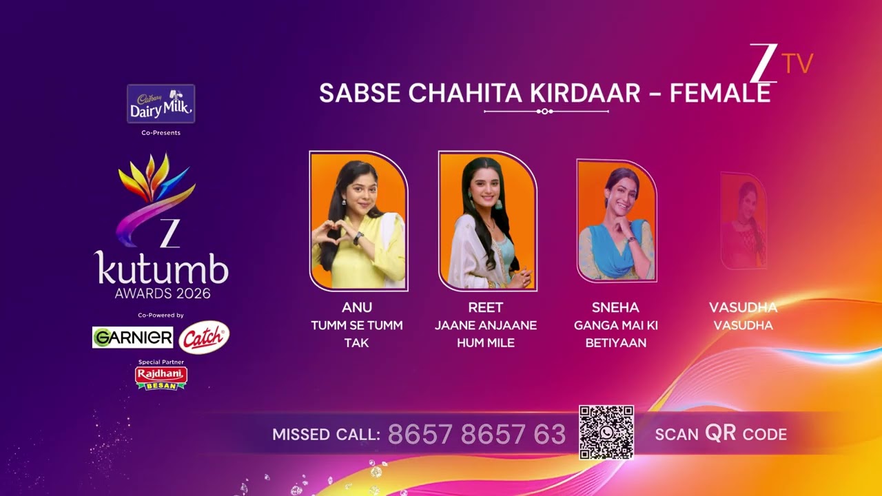 Zee Kutumb Awards 2026 - Sabse Chahita Kirdaar Female - 8th March, Sunday At 6 PM - Zee TV