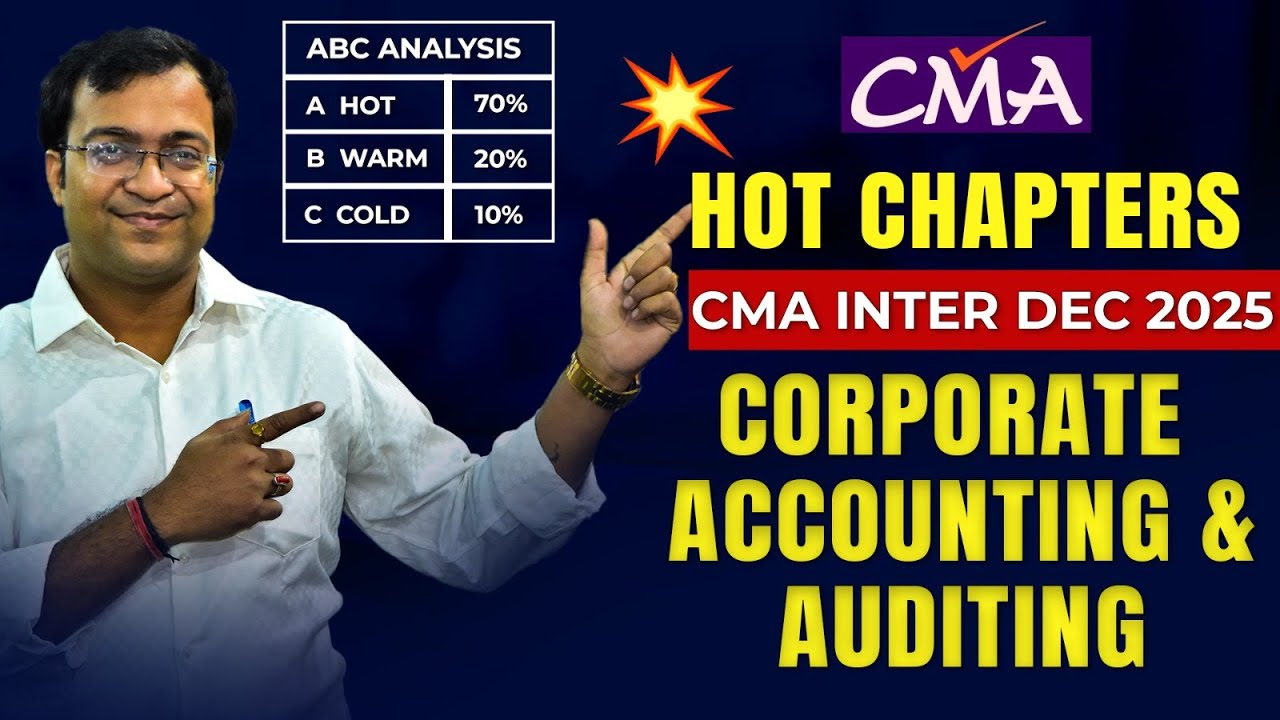 CMA Inter Corporate Accounting 🔥 ABC Analysis 2025 | Most Important & Repeated Chapters Revealed!