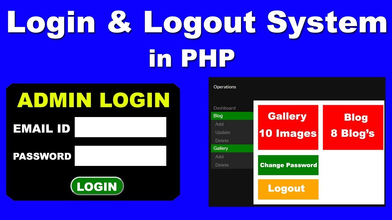 27. login logout system with session in php, Create Admin Login and Logout Page using Session in PHP