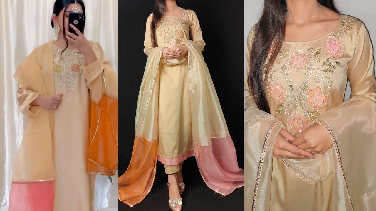 trending insta viral 3D neck cutting & stitching/party wear dress designing/ Hand embroidery #viral