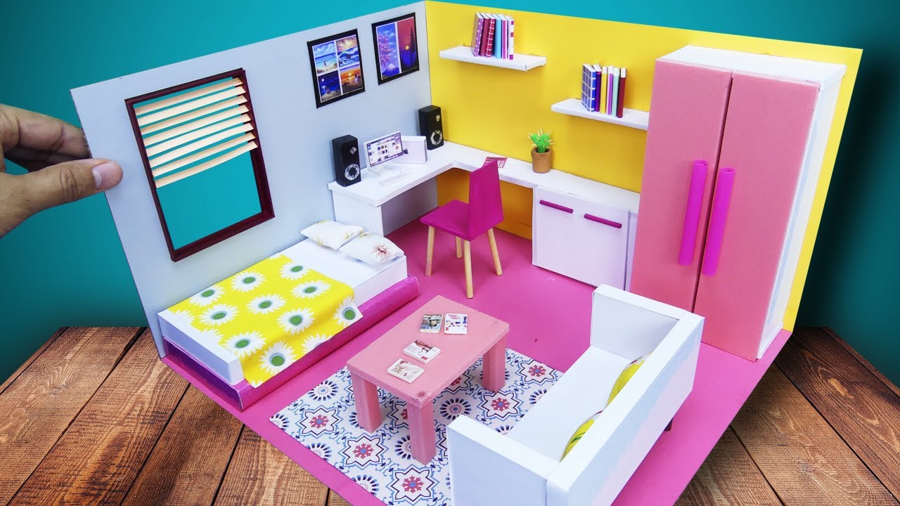 DIY maison miniature en carton #36 !! ❤💖 construire une maison simple pour ma s&oelig;ur