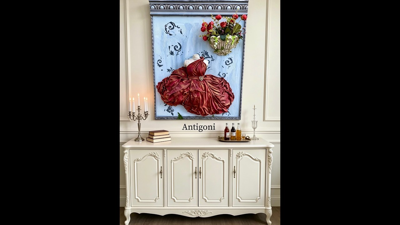 DIY Mixed Media panel - ΠΑΝΕΛ ΜΕ ΜΕΙΚΤΕΣ ΤΕΧΝΙΚΕΣ ΚΑΙ  ΜΠΟΥΣΤΟ ΜΕ ΣΚΛΗΡΥΝΣΗ ΥΦΑΣΜΑΤΟΣ