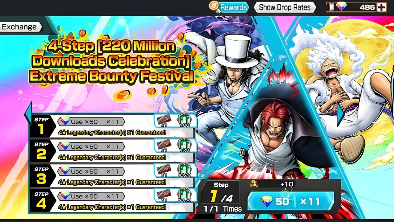 4-STEP [220 MILLION DOWNLOAD CELEBRATION EXTREME BOUNTY FESTIVAL] | ONE PIECE BOUNTY RUSH | 