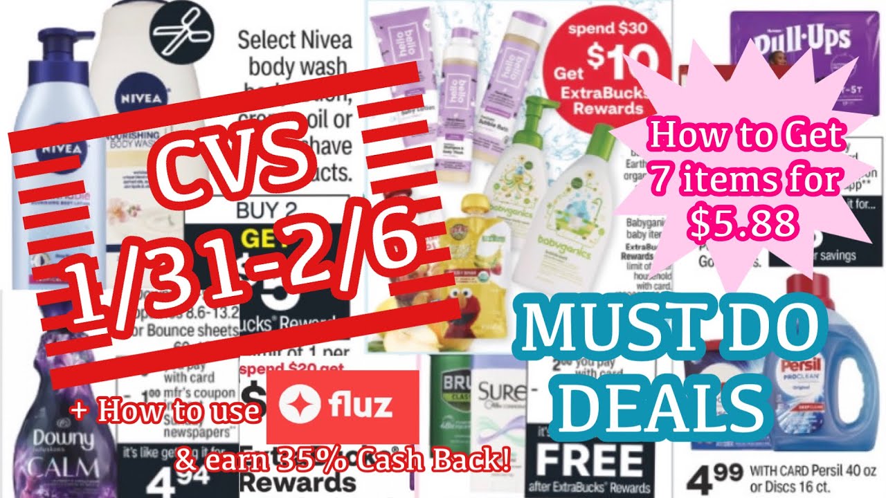 CVS MUST DO DEALS 1/31-2/6 + SPEND $30 GET $10 & HOW TO EARN 35% CASH BACK