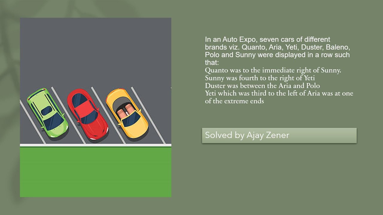 DILR0020: Linear Arrangement | Solved by Ajay Zener