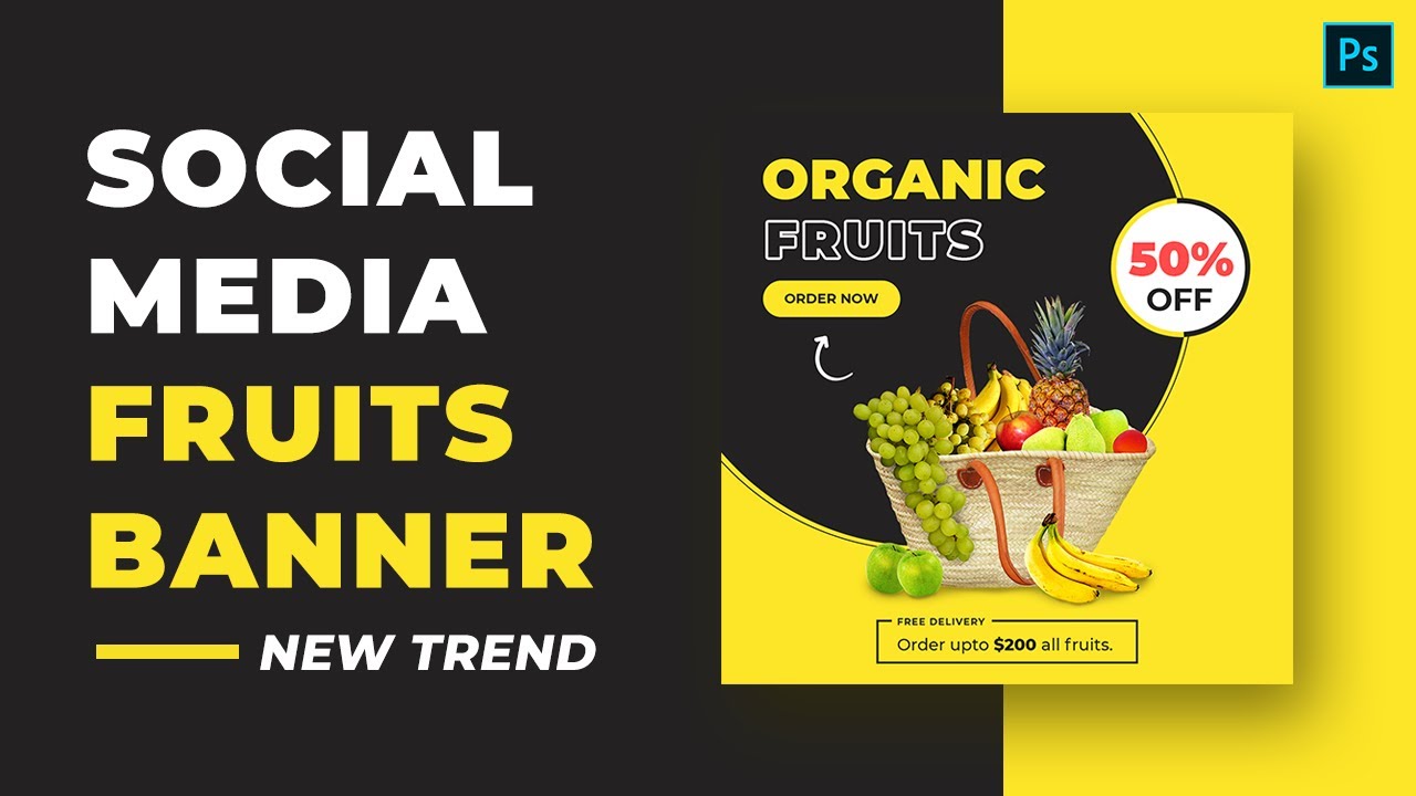 Fruits Banner | organic fruits for social media | instagram post design | facebook post design