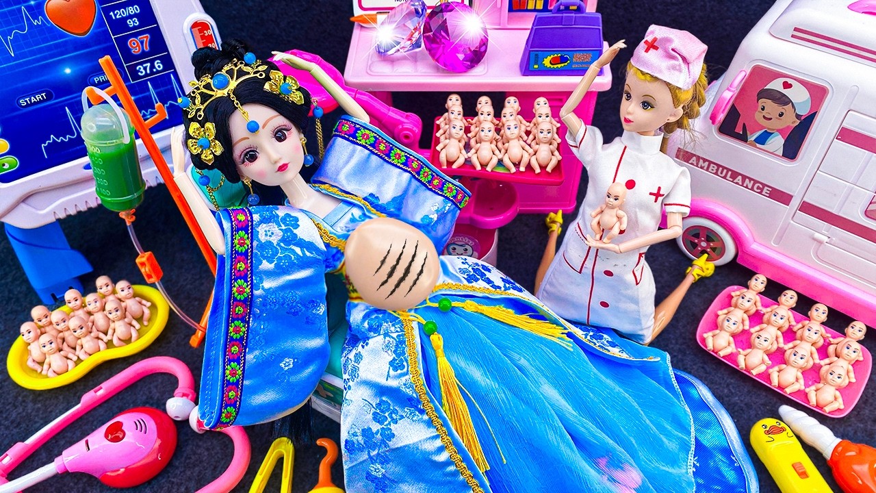 10 Minutes Satisfying with Unboxing Barbie Princess Family Playset， Pinkfong Ambulance Car Toys ASMR