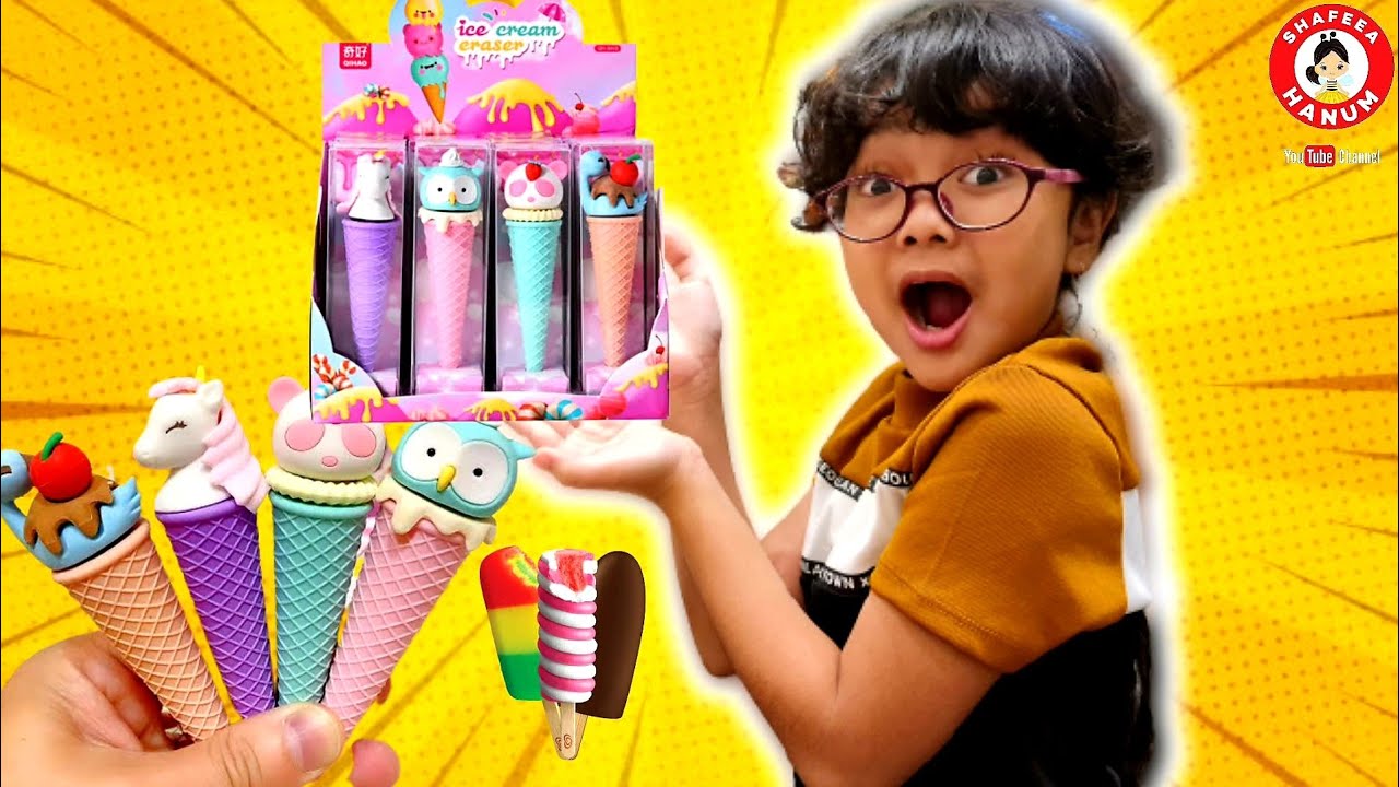 HANUM VLOG - KOLEKSI PERALATAN SEKOLAH SERBA GAMBAR ES KRIM 💜 SHAFEEA HANUM