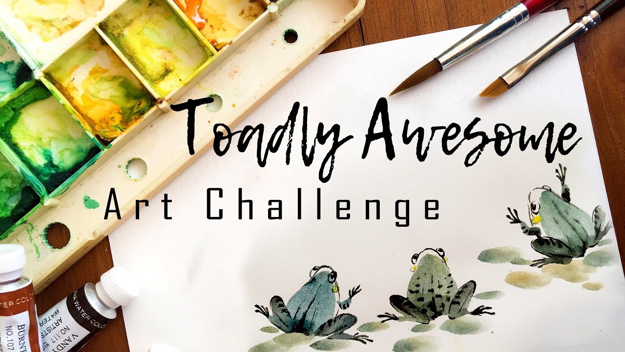 #ToadlyAwesomeChallenge | Frog and Moon Painting | 水彩画青蛙 | 수채화 개구리