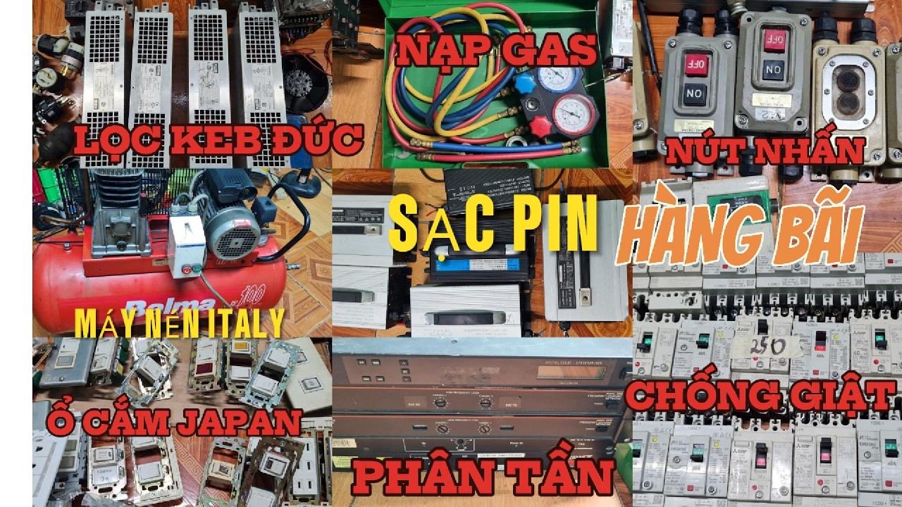 THANH LÍ MÁY NÉN KHÍ ITALY,PHÂN TẦN LOA TANNOY,NẠP GAS,CB CHỐNG GIẬT,Ổ CẮM BÃI JAPAN.