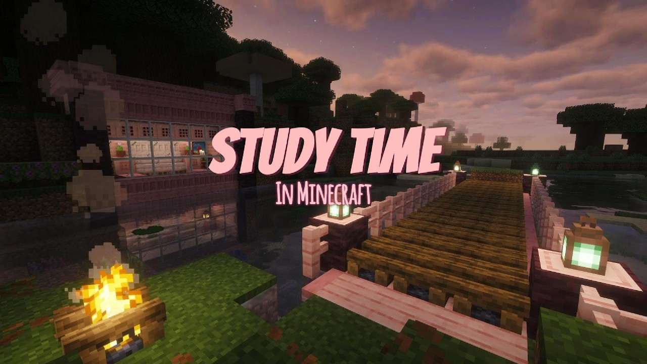 Minecraft Cabin Ambience | Fire Crackling and Minecraft Music | Study Time