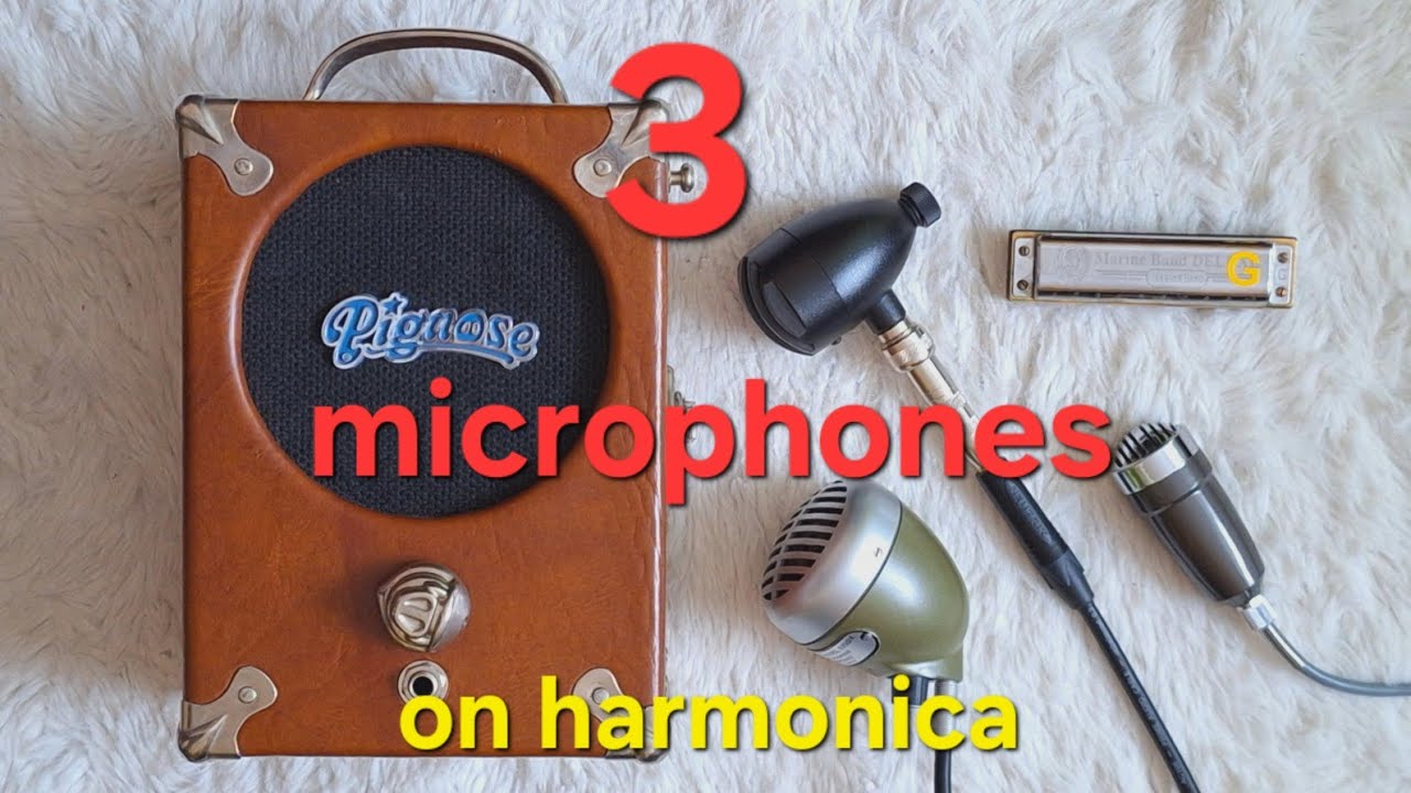 3 microphones on harmonica & Pignose 7-100