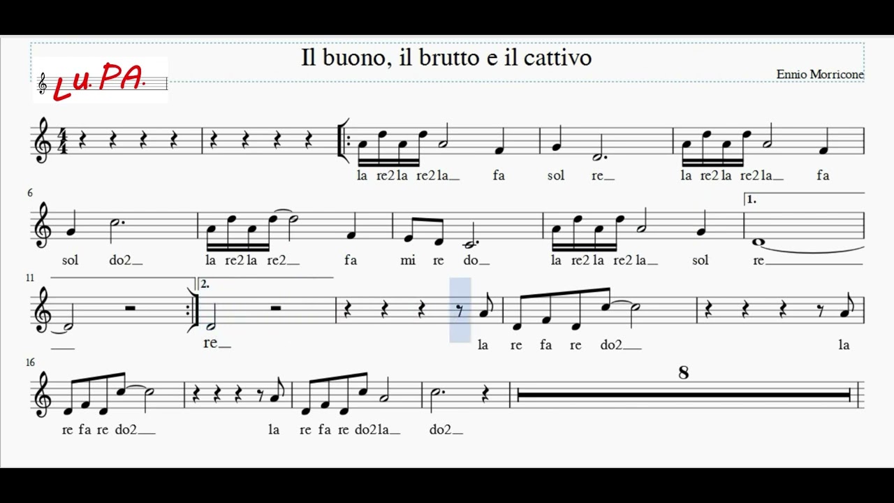 Il buono, il brutto e il cattivo - Flauto dolce - Note - Spartito - Canto - Tutorial - Recorder
