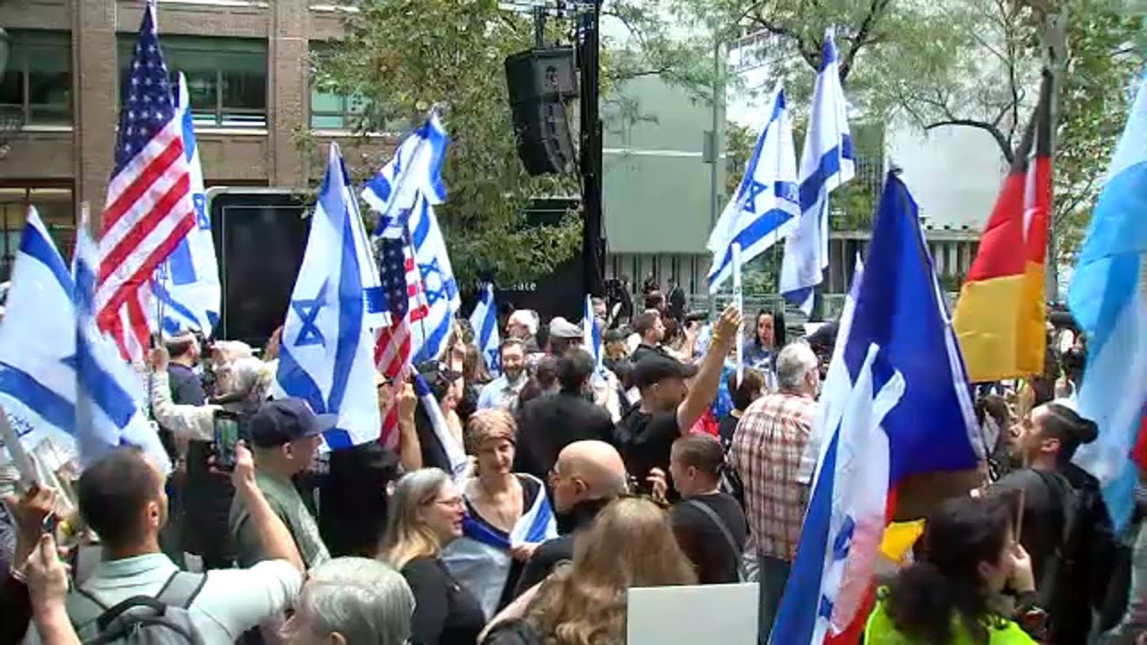 Rally outside United Nations calling for the release of Israeli hostages