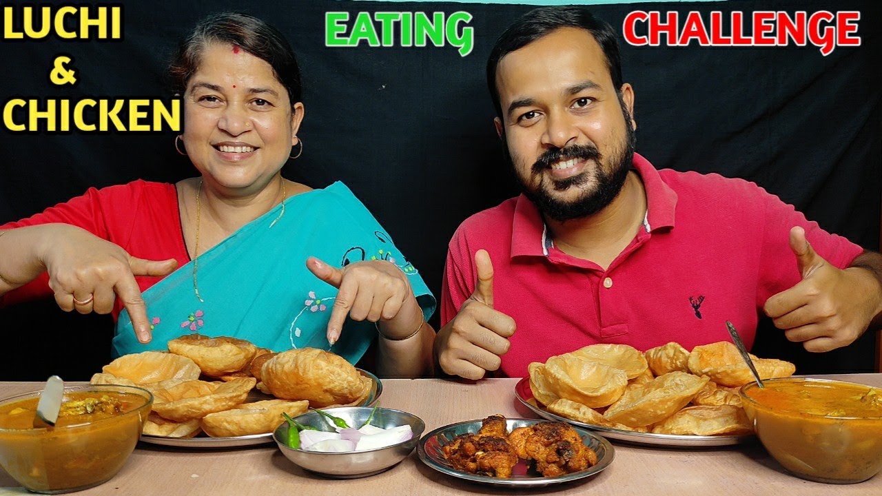 24 PURI/LUCHI WITH LOCAL CHICKEN CURRY EATING CHALLENGE | Chicken Curry & Puri Eating Competition |