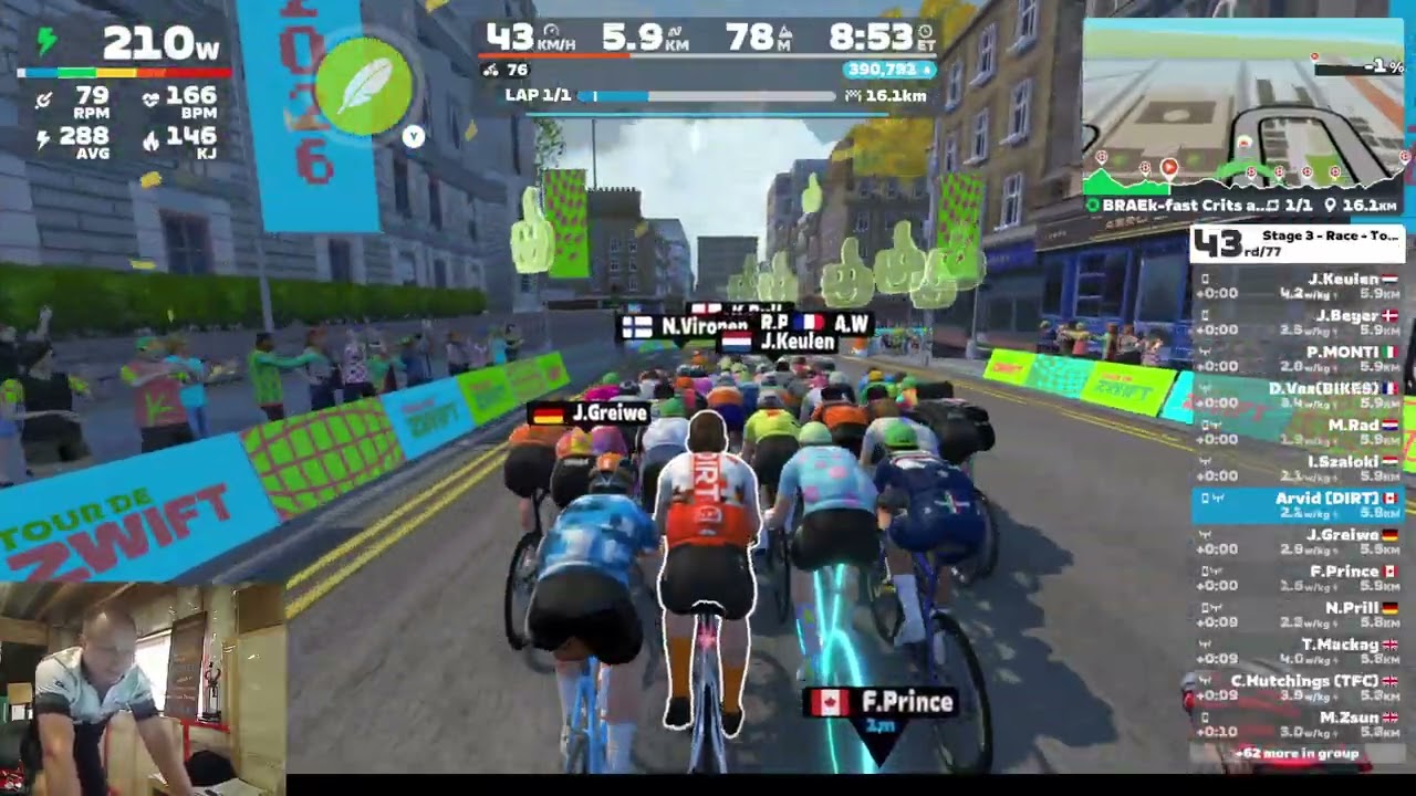 Tour de Zwift Stage 3 - 390-510 BRAEk-fast Crits & Grits