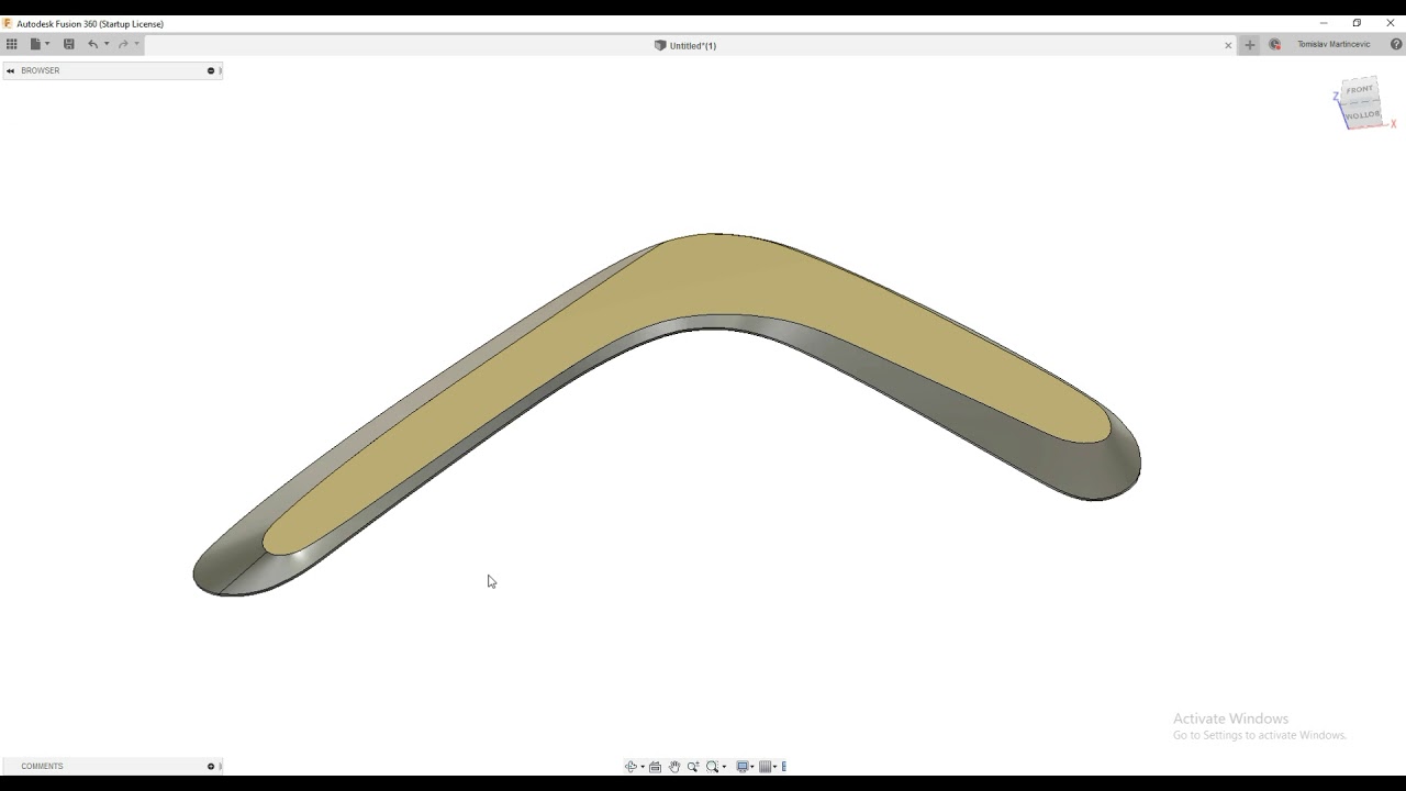 making boomerang in FUSION 360 for cnc machining