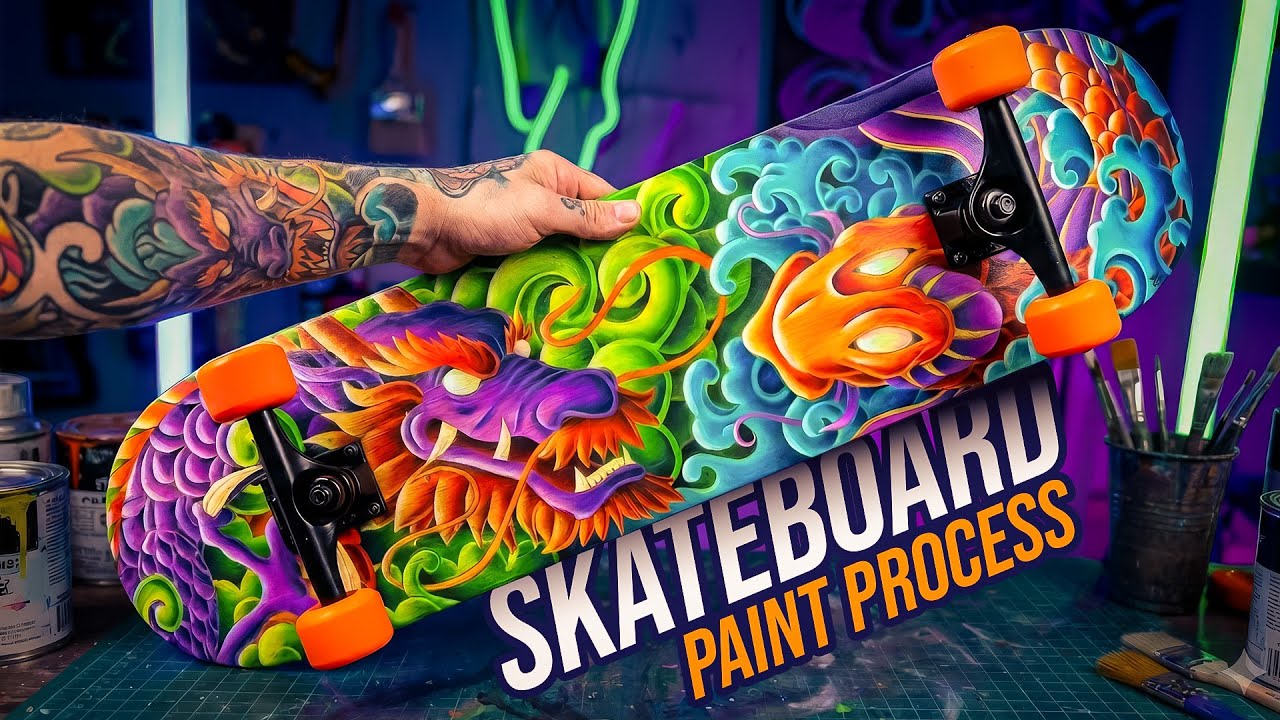 Turn a Blank Skateboard Into a Colorful Dragon