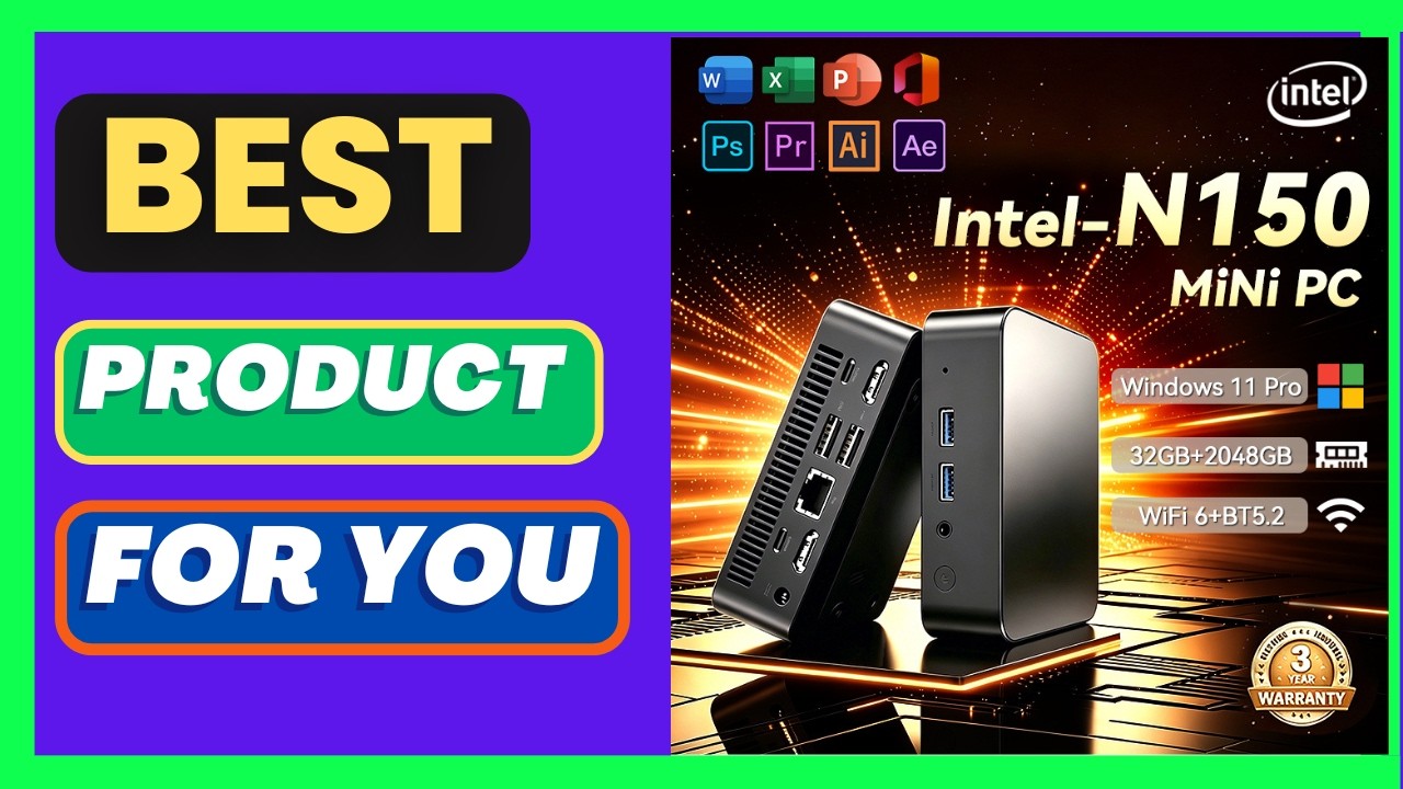 MINI PC Intel N150 Windows 11 Pro Portable Gaming PC  top