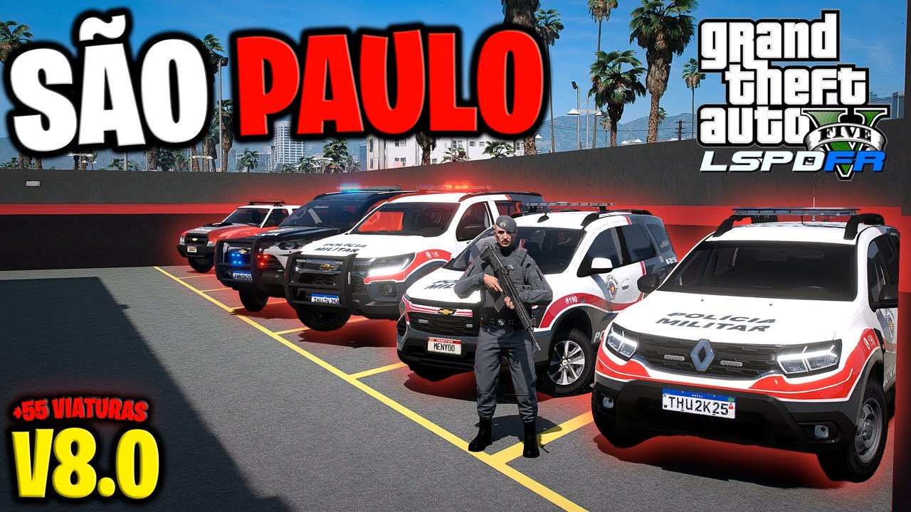 🚓👮‍♂️ NOVO GTA POLÍCIA SÃO PAULO! PROGRAMAÇÃO V8! - GTA 5 LSPDFR