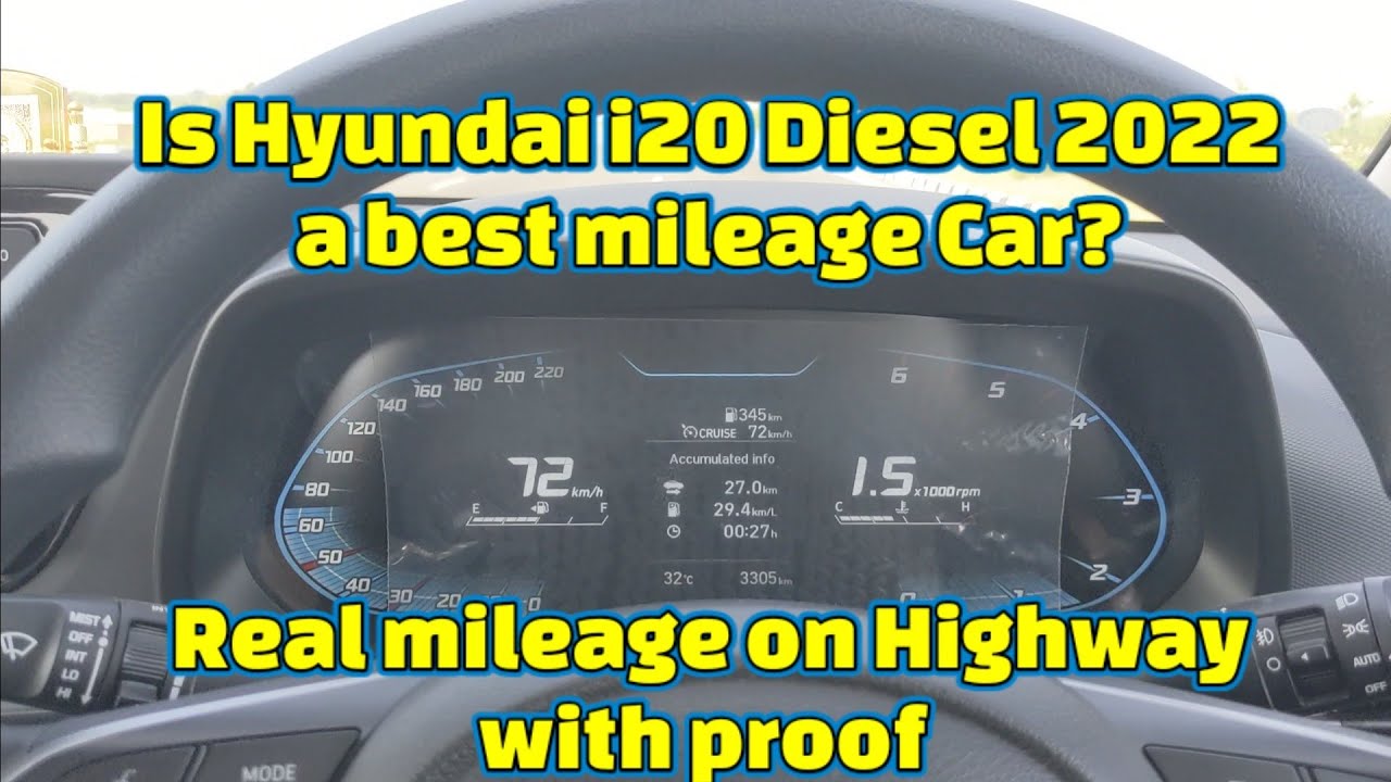 Mileage of Hyundai i20 2022 Diesel on highway