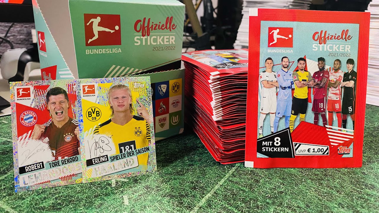 Komplettes BUNDESLIGA STICKER 21/22 Display (50 Tüten) Unboxing [deutsch]