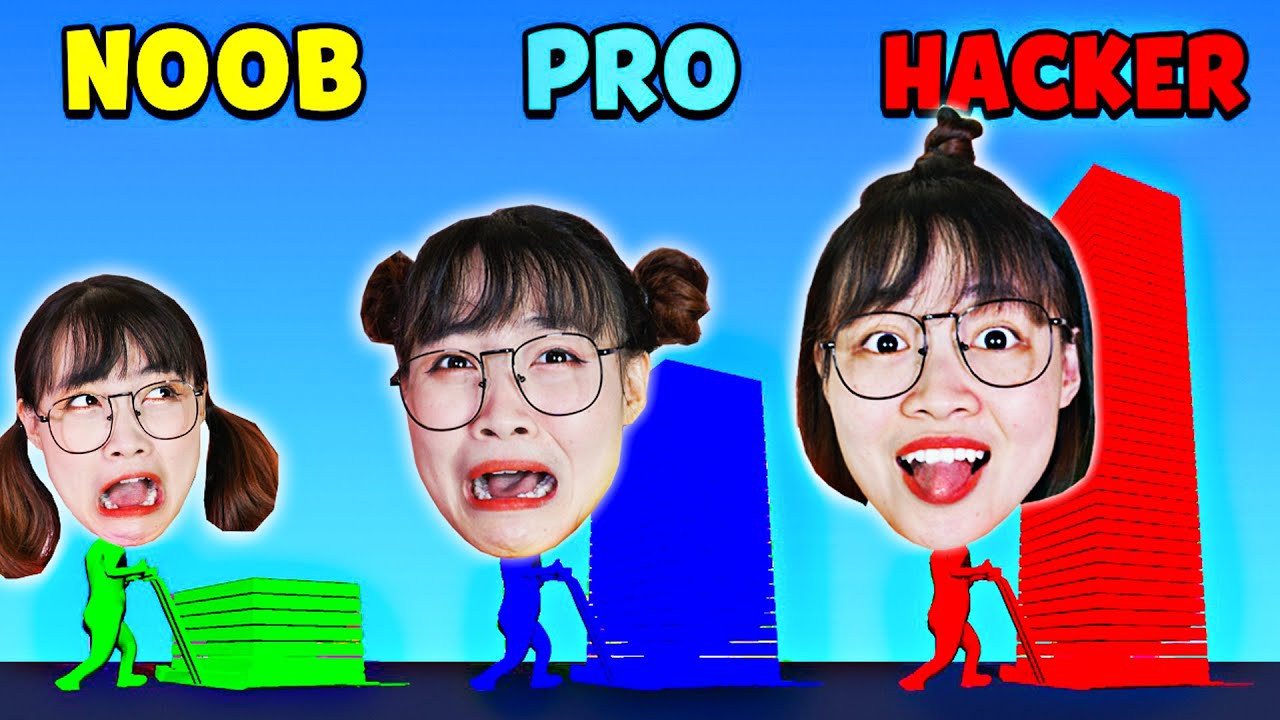 Hà Sam Thử Thách Xếp Gạch Màu Sắc Cao Chót Vót - Đừng Chọn Nhầm Màu Sắc - Stack Colors